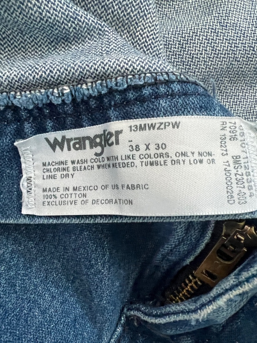 Wrangler 13MWZPW Cowboy Cut Men's Straight-Leg Blue Denim Jeans - Size 38x30 - Picture 8 of 13
